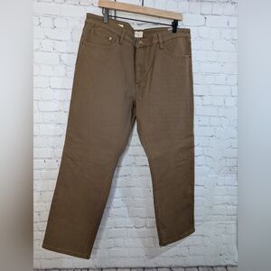 Brown Straight-Leg Fleece Lined Jeans with Classic Fit